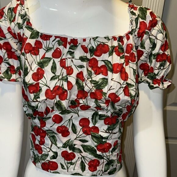 CIDER CHERRY BOW SHORT SLEEVE BLOUSE - Picture 5 of 9